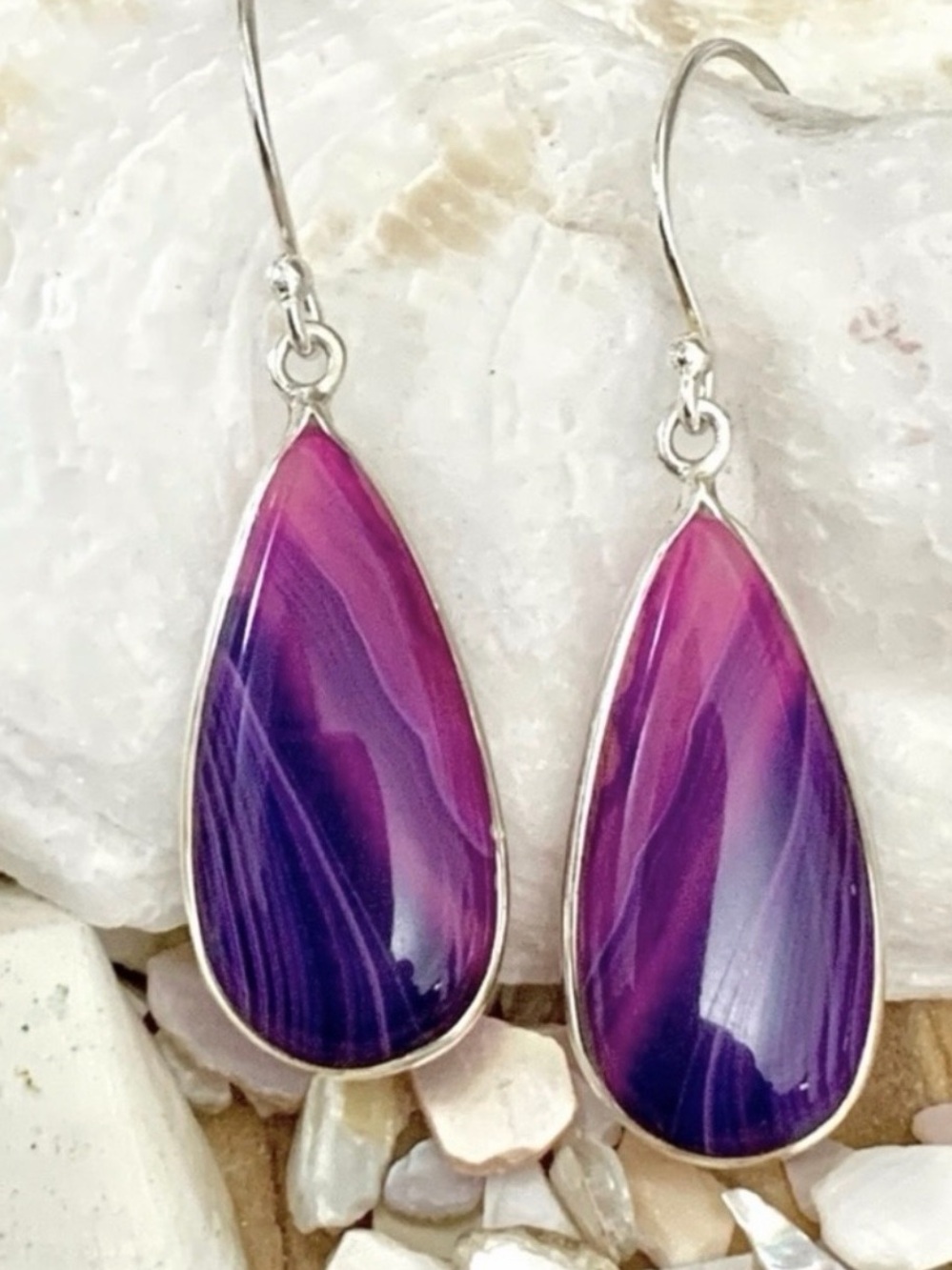 Purple & Pink Botswana Agate Sterling Silver Earrings